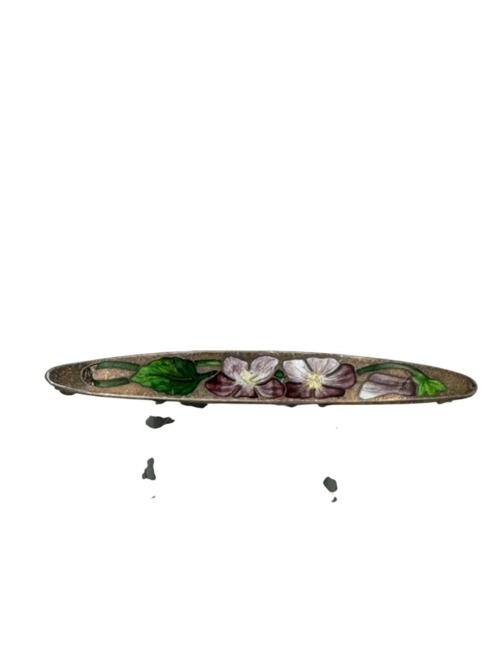 Vintage Sterling Silver Floral Brooch With Hand-Painted Enamel Flowers & Leaves - Picture 10 of 10
